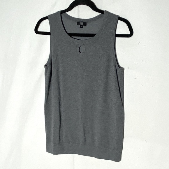 Jacob Tops - Jacob Grey Knit Sleeveless Top With Keyhole Detail M
